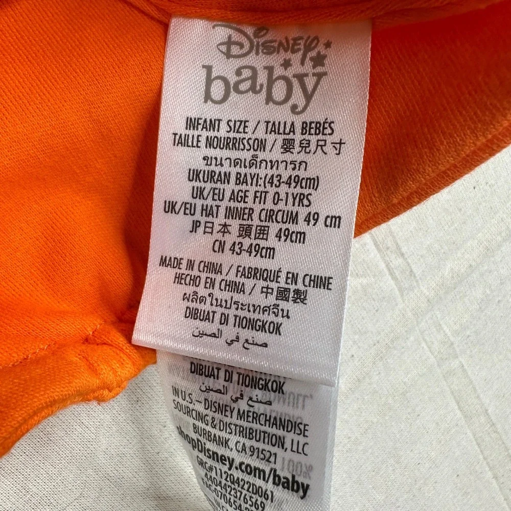 New Disney‎ Baby Mickey Mouse Ear Beanie Hat size 0-1 Years Orange